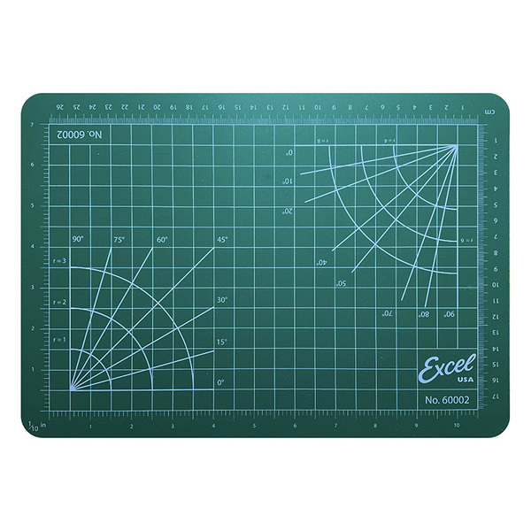Excel Blades 8 1/2" x 12" Self-Healing Cutting Mat w/ Measurement Grid, Green 12pk 60002